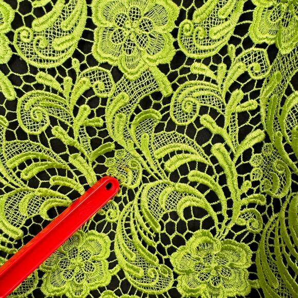 Carlisle | Green Floral & Paisley Lace Silk Lined Sleeveless Top Skirt Set - Picture 12 of 15